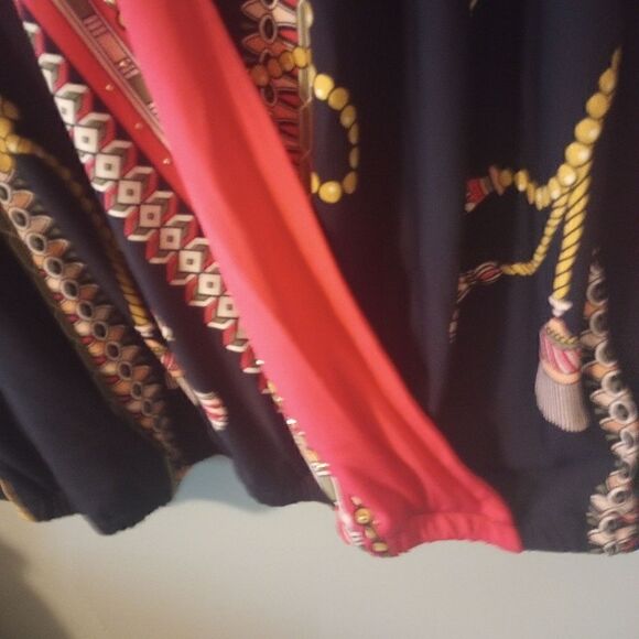 M Collection faux wrap rope print bell sleeve top with elastic waist - Picture 5 of 12